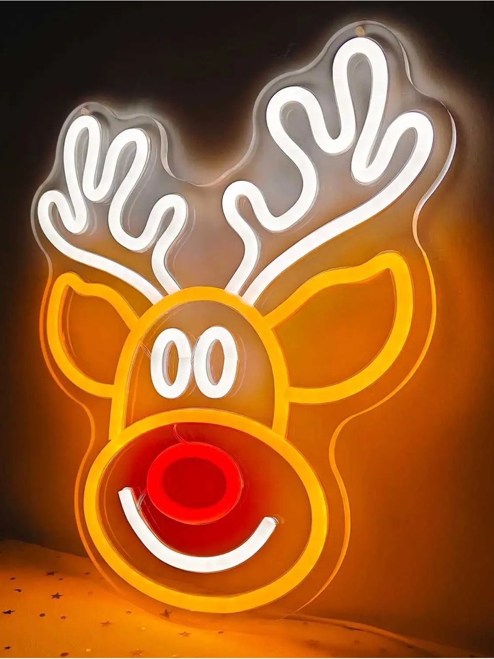 LED Reindeer Wall Light - Orange, White & Red